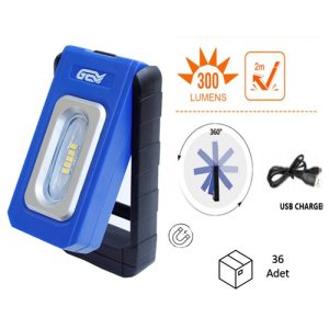 GEM WL6011 ŞARJLI LED ÇALIŞMA LAMBASI 300 LÜMEN